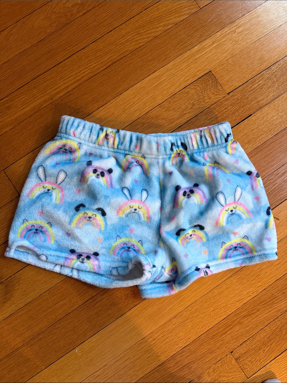 Iscream Kids Fleece Shorts with Rainbow Animal Print - Light Blue